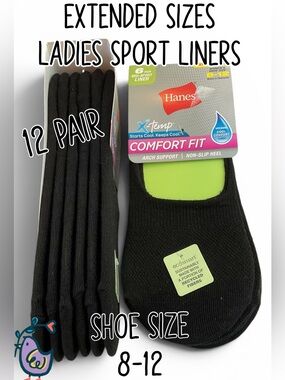 🌸12 Pair Ladies Sport Sock Sock Liners
EXTENDED SIZES
